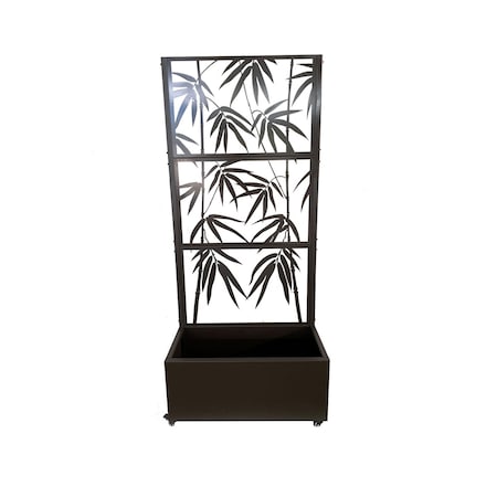 Ejoy Metal Privacy Fence Trellis Screen with Planter 75 inch x 32 inch x 14 inch MT_Bamboo75x32x15inch